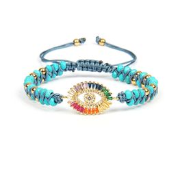 New Fashion Rainbow Cz Turkish Lucky Eye Boho Bracelets Woven Wrap Bracelet Unique Handmade Friendship Bracelet