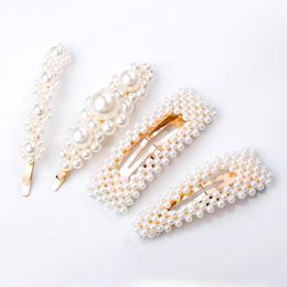 alligator gifts UK - Beautiful Pearl Hairpins Sweet Jewelry Elegant Hair Clips Lady Hair Accessories with Alligator Clips for Women Girl Wedding Party Gift