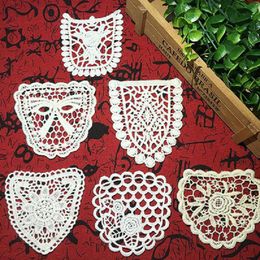 White cotton embroidery fabric lace patch trim clothes wedding dress diy applique scrapbooking rose flower bowknot vintage