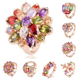 -Moda Jóias Swarovski do casamento do anel anéis ajustados para o anel Mulheres de diamante anéis de noivado Cubic Zirconia Rosa de Ouro 18K Cristal