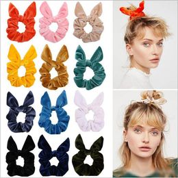 Rabbit Ear Hair Tie Rope Velvet Hairband Scrunchies Hair Bands Girls Headwear Solid Ponytail Holder Women Hair Accessories