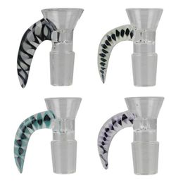 Latest Portable Colorful Horns Handle Glass Transparent Bong Bowl 14mm 18mm Male Joint Container Filter Tube Holder Waterpipe Smoking Tool