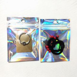 Front Clear Back Glittery Aluminium Foil Package Bag Electronic Product Storage Bag Jewellery Earring Mylar Pouch ZC1428