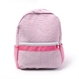 Розовый рюкзак для малышей Seersucker Soft Cotton School Bag USA Местный склад Детский книжный мешок для мальчика Гриль дошкольные сумки с сетчатыми карманами Domil106187
