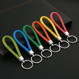 Hot selling creative pure hand knitting rope car key ring upscale leather key ring men and women gift wholesale