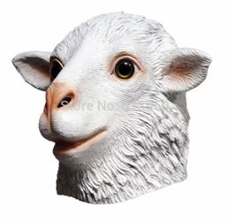 Halloween Weiß Tier anime Abendkleid Gummi volles Gesicht Kopf Latex Lamb Ram Schaf-Maske für Erwachsene