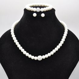 Elegant Pearl Necklaces Bracelets Earrings 3pcs Sets Jewelry For Women Girl Party Club Wedding Fashion Accessories