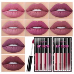LANGMANNI 4pcs set Waterproof Liquid Lipstick Set Matte Velvet Shades Lip Gloss Kit Long-lasting Creamy Lip Color Cosmetics