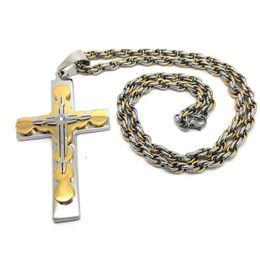 Customised Gold Silver Tone Stainless Steel Cross Pendant Necklace screw wrist necklace Men Boys Chain NP55