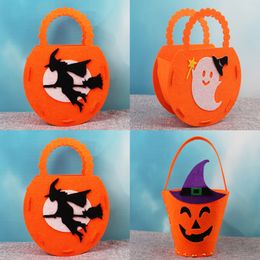 trick gift boxes Canada - Halloween Pumpkin Bags Trick-or-Treat Candy Bags Party Gift Boxes Non-woven Small Ghost Cat Pattern Bag Kids Gift Toys LE425