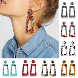 Fashion Jewellery Acrylic Resin Dangle Earrings For Women Geometry Square Tortoiseshell Earrings Wholesale Brincos