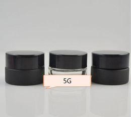 Empty 5g Glass Cream Jar Small Women 5ml Cosmetic Container black clear Mini Refillable Bottle fast shipping SN471