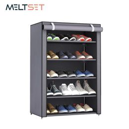 3 4 5 6 Layer Stainless Steel Shoes Shelf Easy Assembled Shoe Rack Cabinet Shoes Organizer Stand Holder Keep Home Neat Shoe Box Q190429