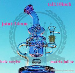 Corona Glass bong hookah New cool 14mm Colourful Smoking Water percolator Pipe tall dab purple Glass oil rig