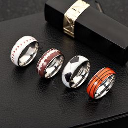 New Football Basketball Sports Rings For Women Men baseball softball Rugby stainless steel finger Rings Fashion Jewellery Gift