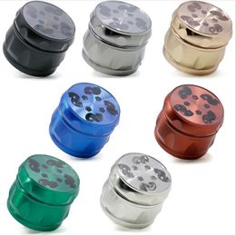 A 63MM Zinc Alloy Four-Layer Chamfered Side Concave Drum Type Semi-Transparent Flower Cover Smoke Grinder