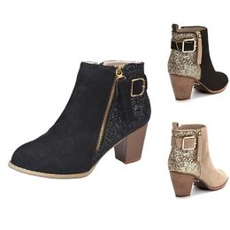 cheaper new women fashion sexy ankle boots military women boots suede chunky heel casual dress shoes designer shoes 3543