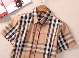 BURBERRY Brand Women's Blouse Business Casual Dress shirt short sleeve  striped slim fit masculina social T-shirts new checked shirts 3321