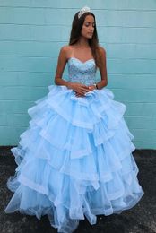 Light Blue Organza Sexy Off the Shoulder Beads Tops Formal Evening Gown robe de soiree Custom Made