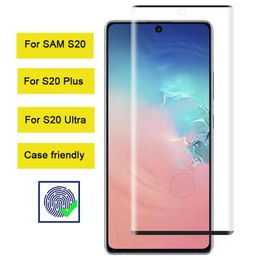 Fingerprint Unlock Case Friendly 3D Curved Tempered Glass Screen Protector for Samsung Galaxy S20 S20Plus S20Ultra with Retail Box