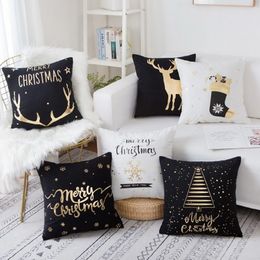 45x45cm Merry Christmas Cushion Cover Christmas Decor for Home Throw Pillow Case Happy New Year Decor Navidad Xmas Gift