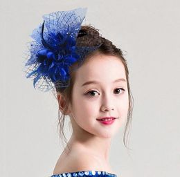Girls feather lace flower hairpin children show hair accessories flower princess dress accessories GB1062