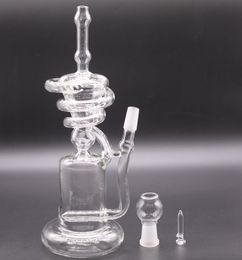 8.7 Inches Unique Design Recycler Glass Bong Hookahs Bent Type Inline Perc Oil Dap Rig with Female 14mm Bowl for Smoking