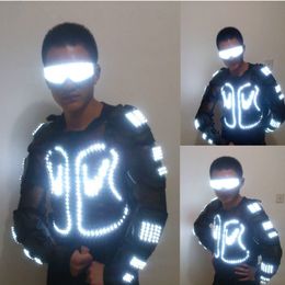 LED Luminous Armour Light Up Jacket Glowing Costumes for Dancing Performance Clothes DJ Stage Dance Wear