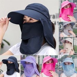 summer women sun hat fishing cap outdoor cap hiking hat camping visor hat protection face neck cover sun uv protect cap