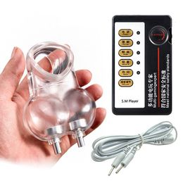 Awesome themed toys electric shock silicone Scrotum sex toys for men testicles Cock Ring chastity bondage Sex shop Y191108