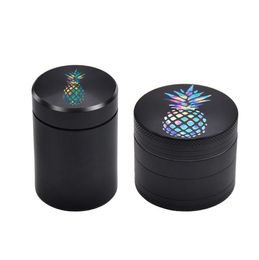 Aluminum Alloy Smoke Grinder Metal Storage Box Set with Colorful Pineapple Patterns