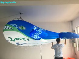 4m Hanging Inflation Blue Whale with Printing Inflatable Whale for Aquarium/Event