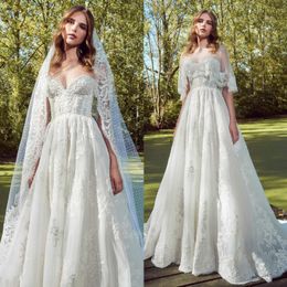 Classy Zuhair Murad Lace Wedding Dresses With Wrap Sequined Sweetheart Neck A Line Beaded Bridal Gowns Appliqued Plus Size Vestido De Novia