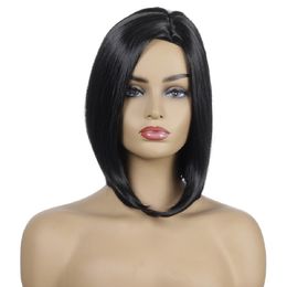 2020 New Amazon Hot Wig European and American Fashion Women's Hair Sets Hot Short Straight Hair High Temperature Silk Headgear