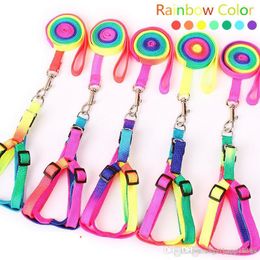 Adjustable Small Pet Dog Leash Harness Nylon Colourful Puppy Lead Leashes Walk Out Hand Strap Vest Collar For Dog Cat Rabbit ST260