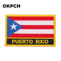 Free Shipping 8*5cm Puerto Rico Shape Mexico Flag Embroidery Iron on Patch PT0239-R
