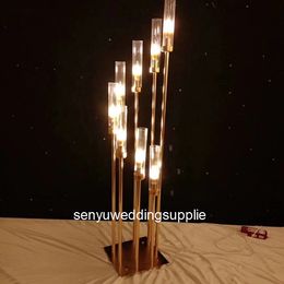 10 heads )New style wedding supplier led light candle stand walkway wedding backdrop columns pillar stand senyu0175