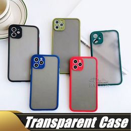 Smooth TPU And PC Phone Cases Transparent Frosted Back Cover For iPhone 6 7 8 XR XS 11 12 mini Pro Max Shockproof Precise Hole Position