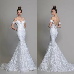 high fashion white mermaid wedding dresses vestidos de novia lace backless bridal gowns pnina tornai off shoulder beach wedding gowns