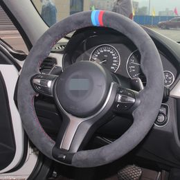 Black Suede Steering Wheel Cover Blue Dark Blue Red Marker for BMW F33 428i 2015 F30 320d 328i 330i 2016 M3 M4 2014-2016 F87215C