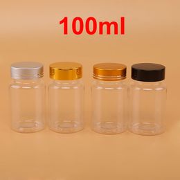 100PCS TOP Grade Transparent 100cc PET Bottles, Solid Bottles, 100ml Plastic Empty Bottle With Metal Screw Cap