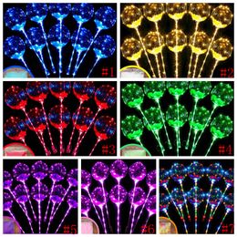 LED Flashing Balloon Transparent Luminous Lighting BOBO Ball Balloons With Feather 3M String Balloon Xmas Party Decoration GGA2191