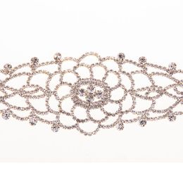 Wholesale- designer luxury super glittering hollow golden full rhinestone diamond crystal flower choker statement necklace for woman