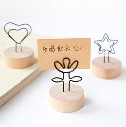 Photo Clip Stand Wood Card Holder Iron Notes Clip Message Memo Clip Note Holders