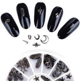 Punk Rivets Nail Stickers Black Metal Manicure Decoration Decals Cool Manicure Tip Nail Art Sticker