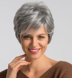 Parrucca Corta In Pizzo Pixie Taglio Corto Parrucca Straigh 10a Parrucca Piena Di Capelli Vergini Cinesi Di Colore Grigio Per Donna Nera Spedizione