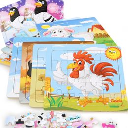 Hot Sale Slice Kids Puzzle Toy Animals and Vehicle Wooden Puzzles Jigsaw Baby Educational Learning Toys for Children Gift