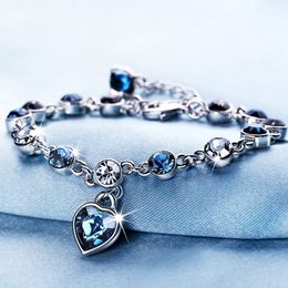 Austrian crystal full diamond bracelet Heart Charm birthstone Crystal Bracelets for women girls Fashion Jewellery