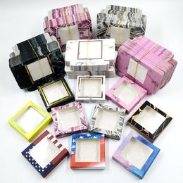 50Pcs Eyelash Packaging Box Lash Boxes Packaging 10mm-25mm Mink Holography Lashes Square Empty Case Bulk 50box with tray