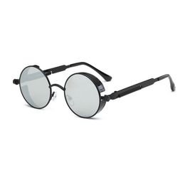 Großhandel-Runde Metall Steampunk Sonnenbrille Männer Frauen Mode Gläser Marke Designer Unisex Retro Vintage Runde Sonnenbrille Großhandel